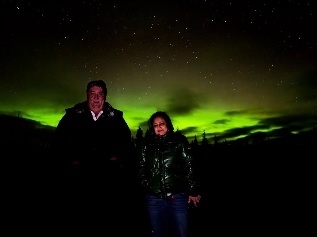 Couple under the Northern Lights